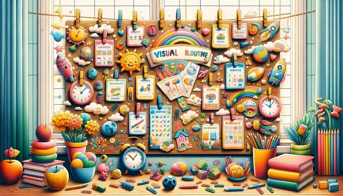 Painel de rotina visual com prendedores – ajudando crianças a se organizarem brincando